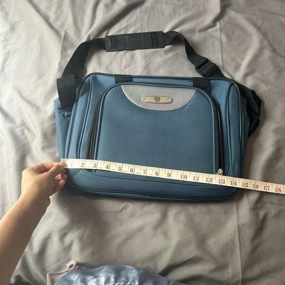 Vintage Blue 90s Laptop Bag/ Messenger Bag/ Backpack with Adjustable Strap